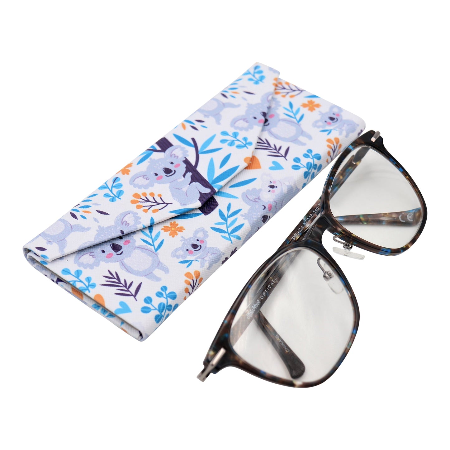 Koala Print Glasses Case - Vegan Leather Magic Folding Hardcase