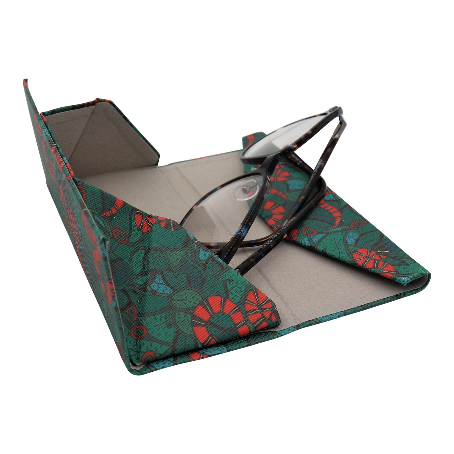 Snake Print Glasses Case - Vegan Leather Magic Folding Hardcase