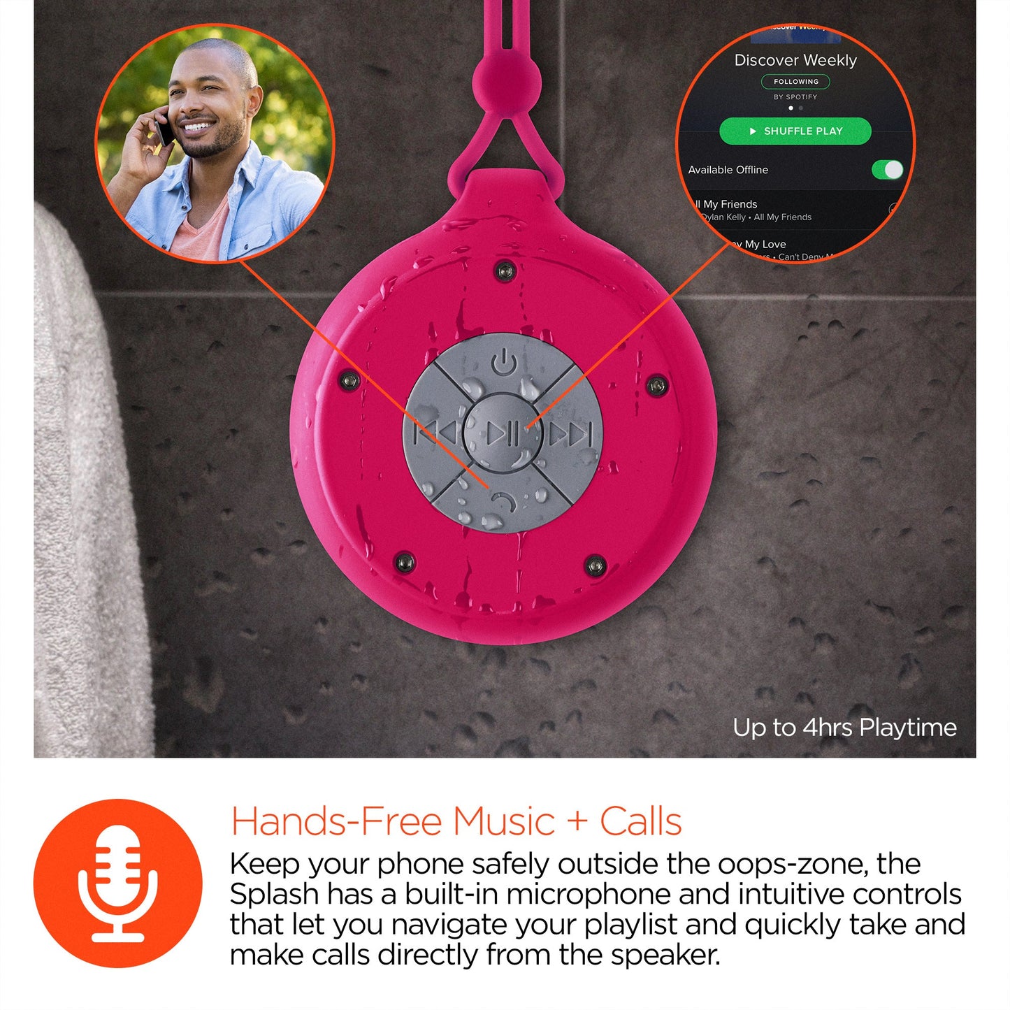 HyperGear Splash Water Resistant Wireless Speaker for Camping (SPLASH-PRNT)