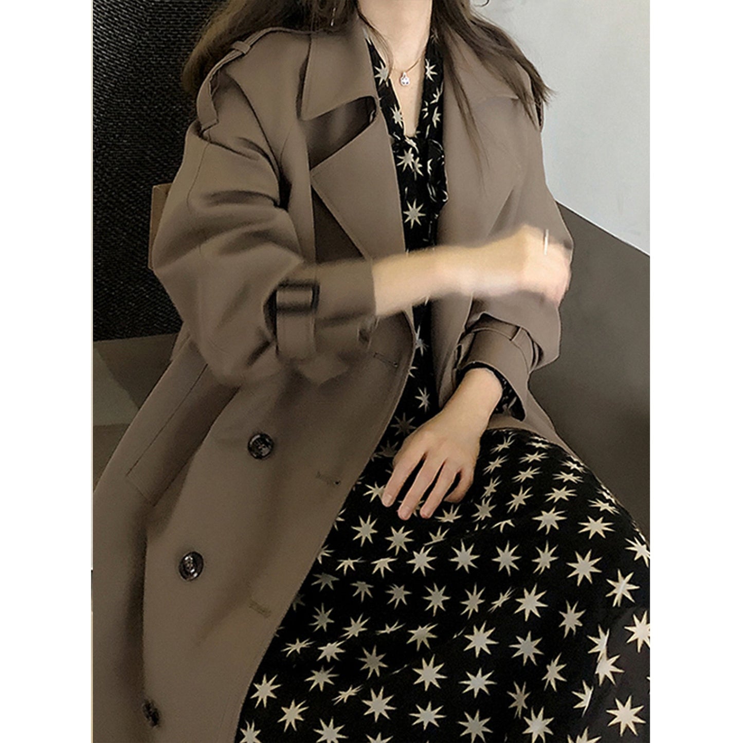 Women’s Elegant Oversized Trench Coat – Mid-Length Style