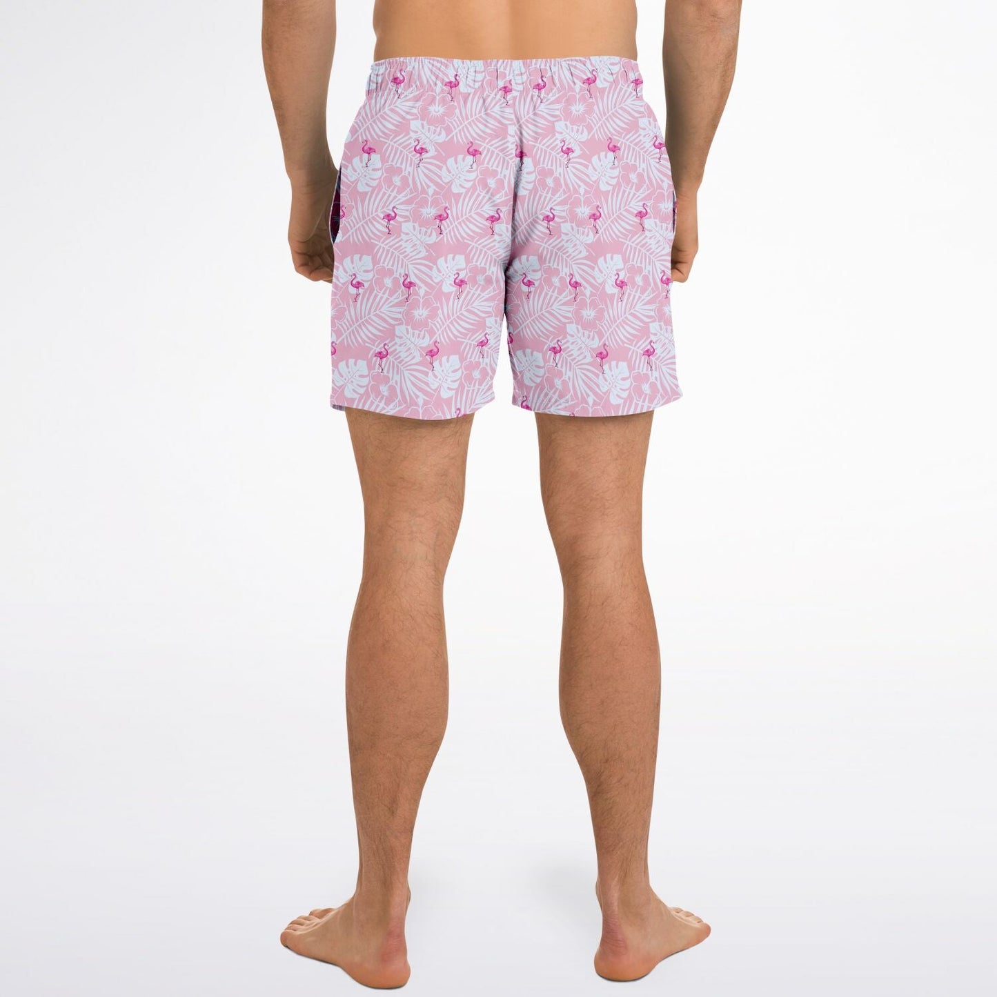 Rad Palm Party Like A Flock Star Pink Men's Swim Trunks