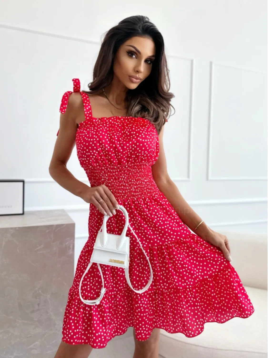 Polka Dot Square Neck Mini Cami Dress