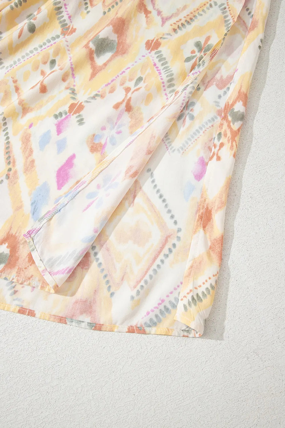 Printed Half Sleeve Shirred High Waist Maxi Dress