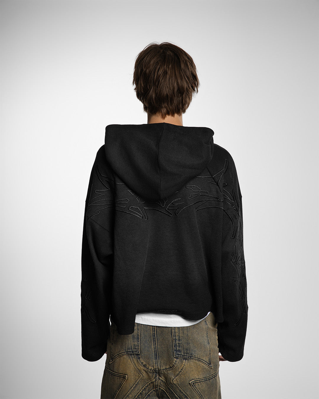X-RAY THERMAL KNIT HOODIE V2 ( SHADOW BLACK )
