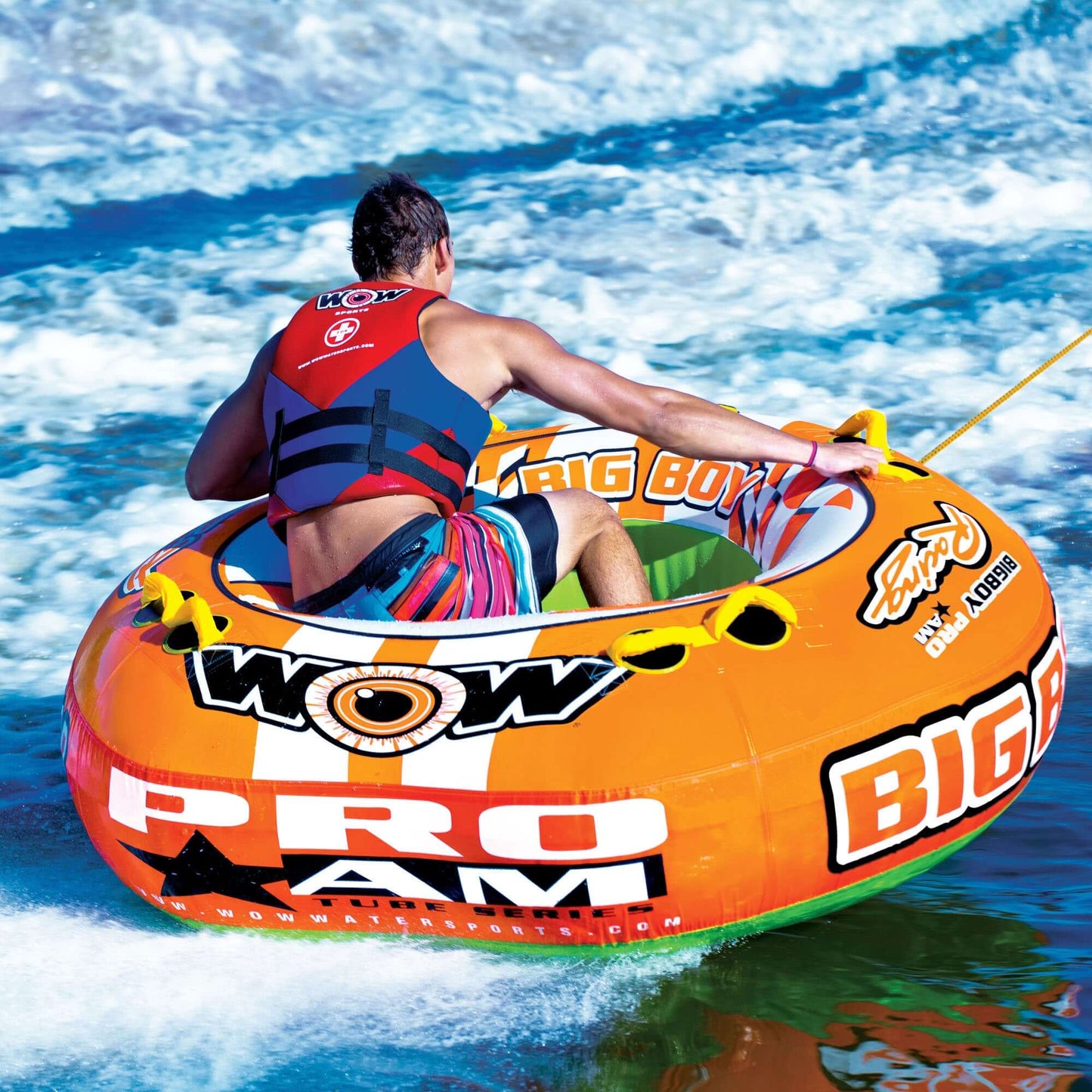 WOW Sports Big Boy Racing 1-4 Person Towable Water Tube For Pool and Lake