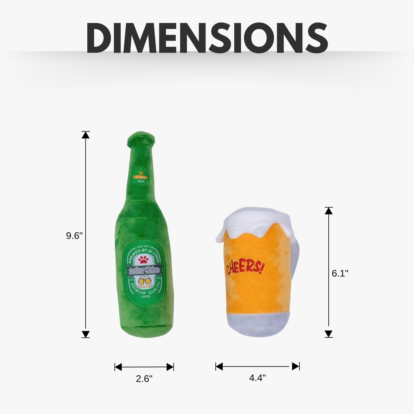 Beers-Cheers Plush Dog Toy Gift Set – with Squeaker & Crinkle Paper for Fun Play