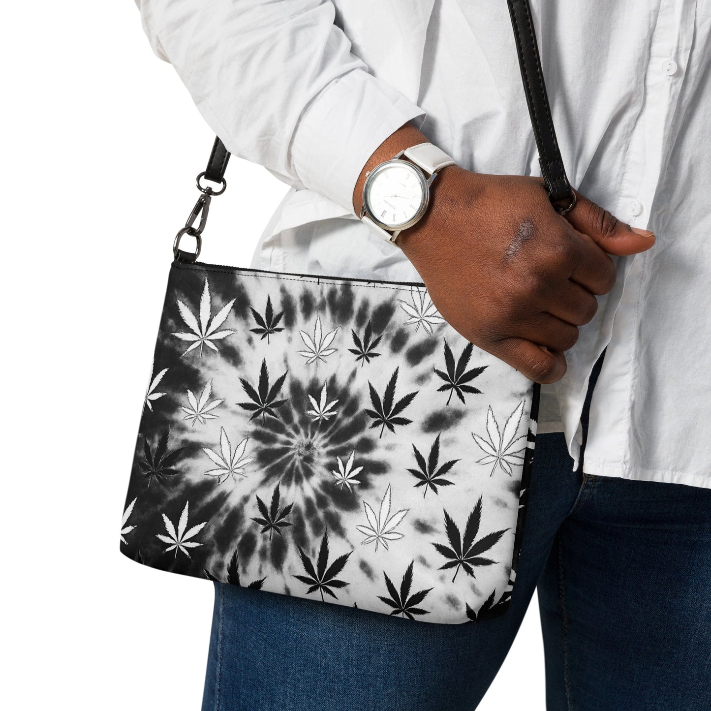 Black and white tiedye 420 Crossbody bag