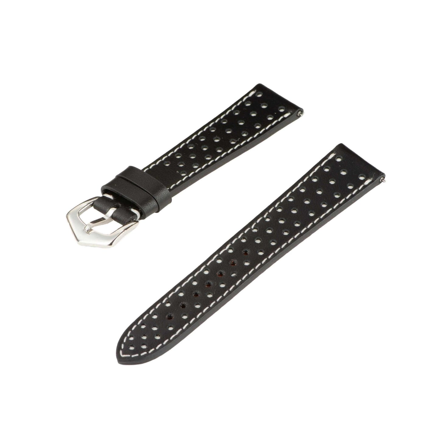 Black & White "Driver" Leather Watch Strap