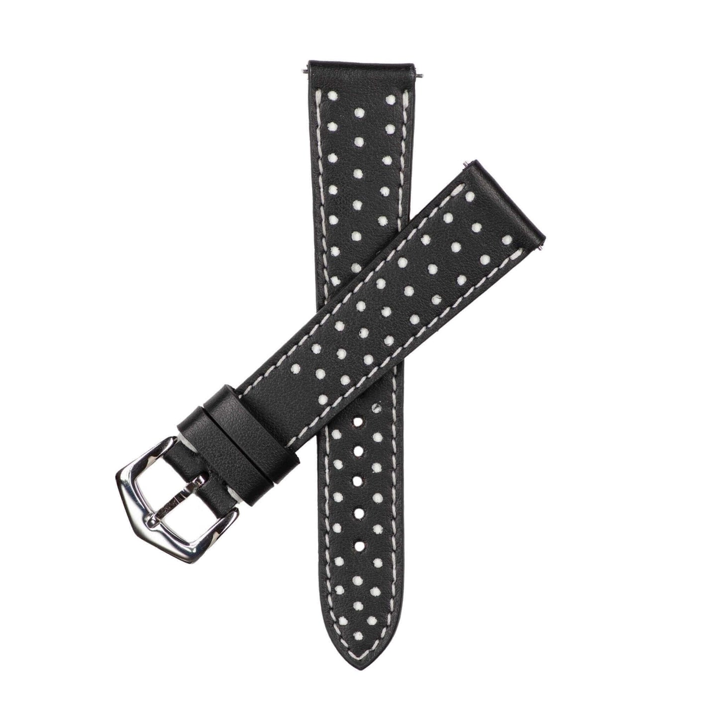 Black & White "Driver" Leather Watch Strap