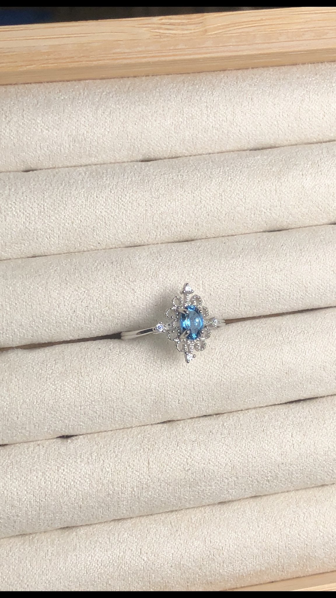 Blue Apatite Ring – Sterling Silver 925, Adjustable