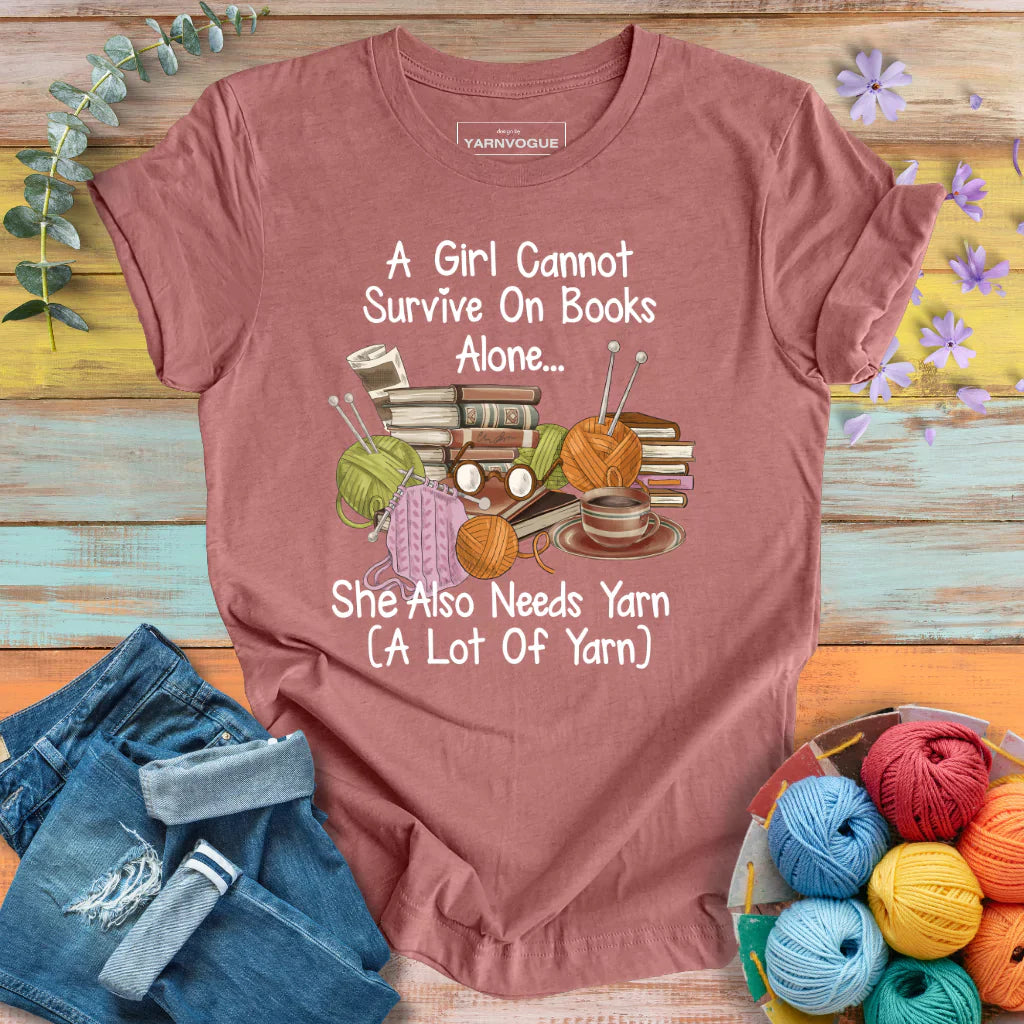 Books & Yarn Lover Girl T-shirt