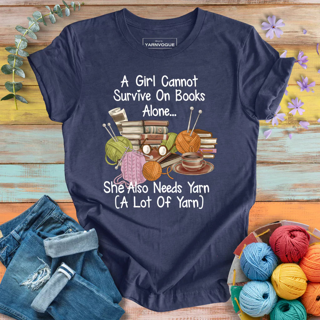 Books & Yarn Lover Girl T-shirt