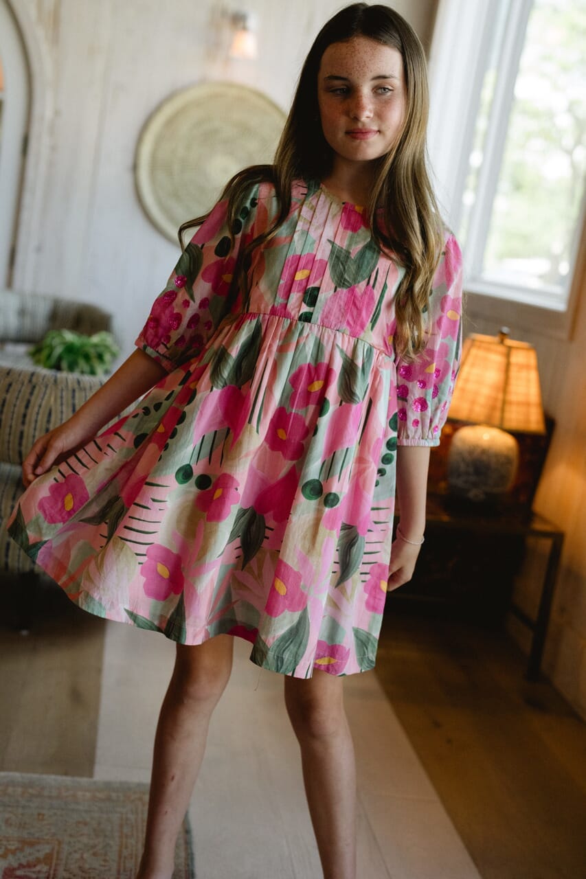 Girls Eva Dress- Frosted Blush