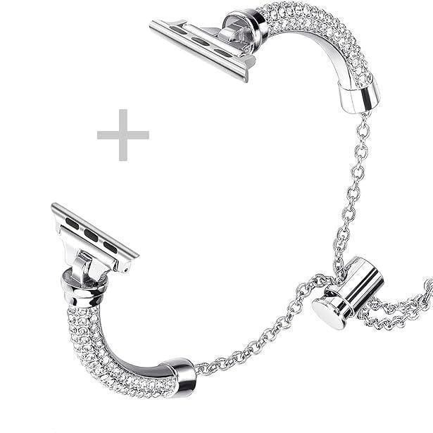 Bling Band Bracelet for Women | Compatible with Apple Watch Series 9/8/7/6/5/4/3/2/1 | Stainless Steel Dressy Metal Strap