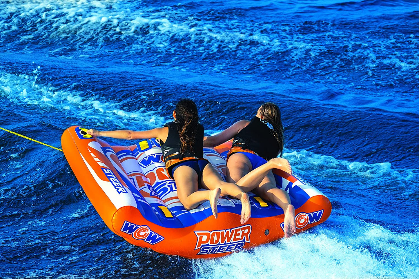WOW Sports Power Steer 2 Person 2P Steerable Deck Tube Towable (22-WTO-4112)