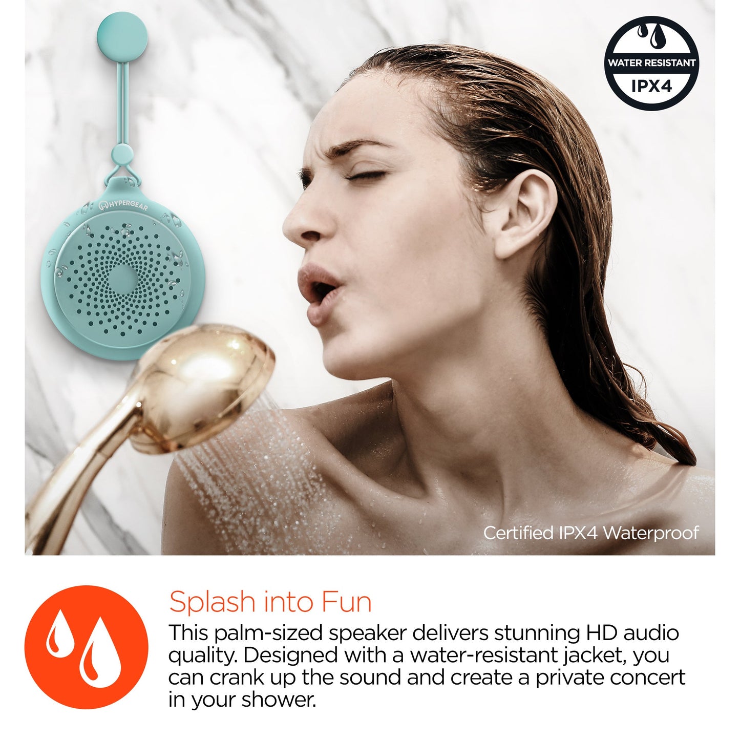 HyperGear Splash Water Resistant Wireless Speaker for Camping (SPLASH-PRNT)