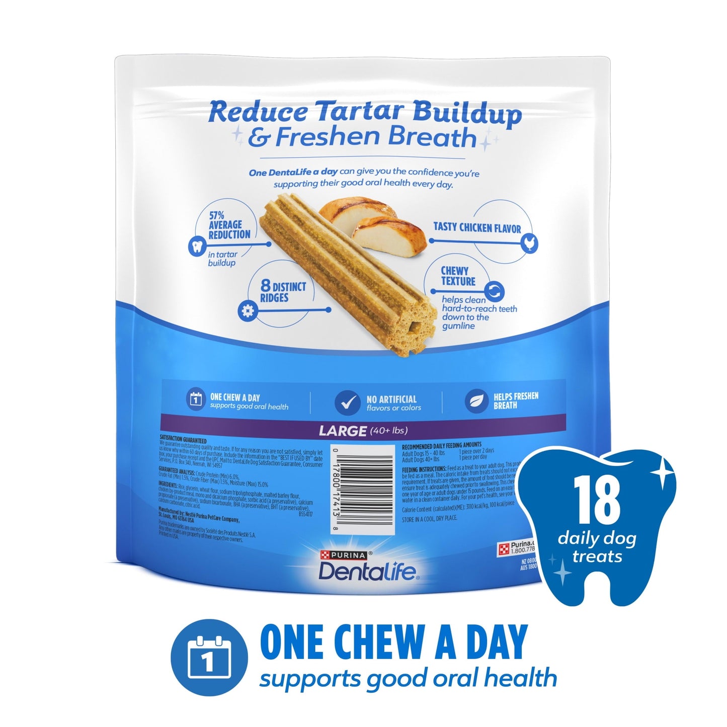 Purina Daily Oral Care Large Dog Treats Dental Chews with Chicken