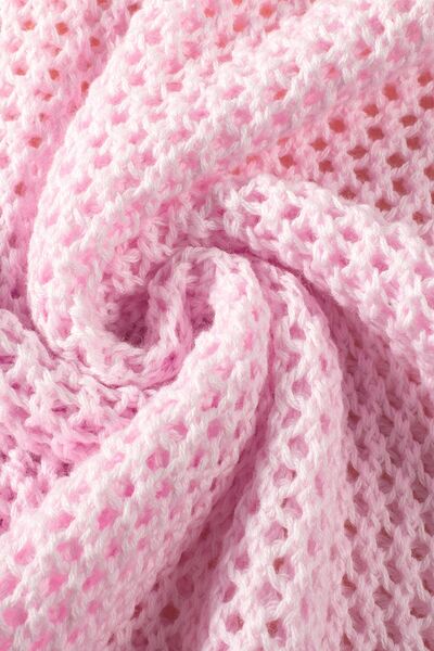 Openwork Round Neck Floral Knit Cover Up