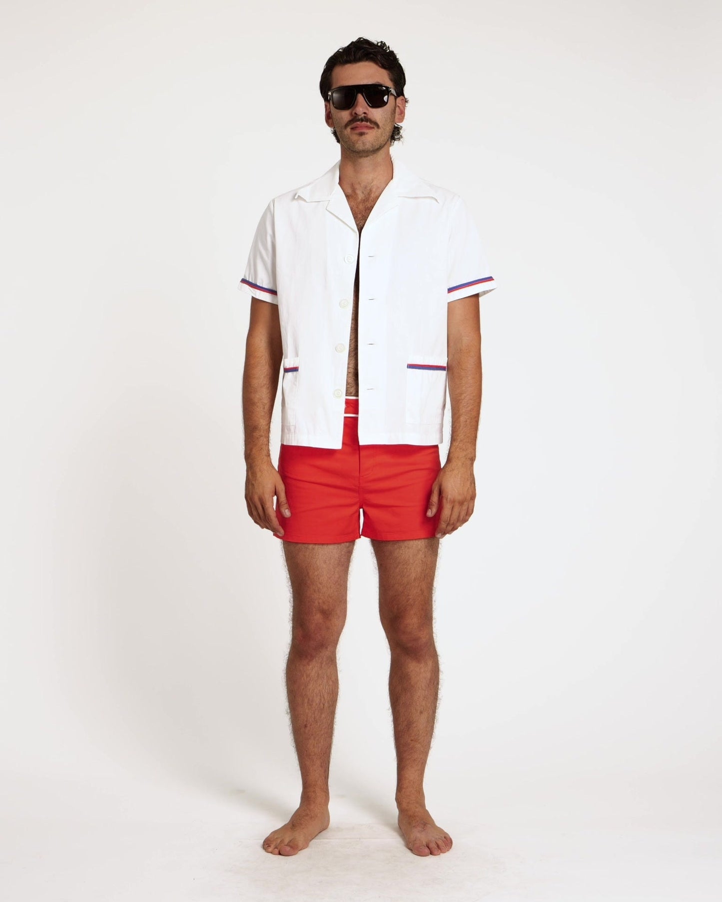Summer Cabana Shirt (White/Navy/Red)