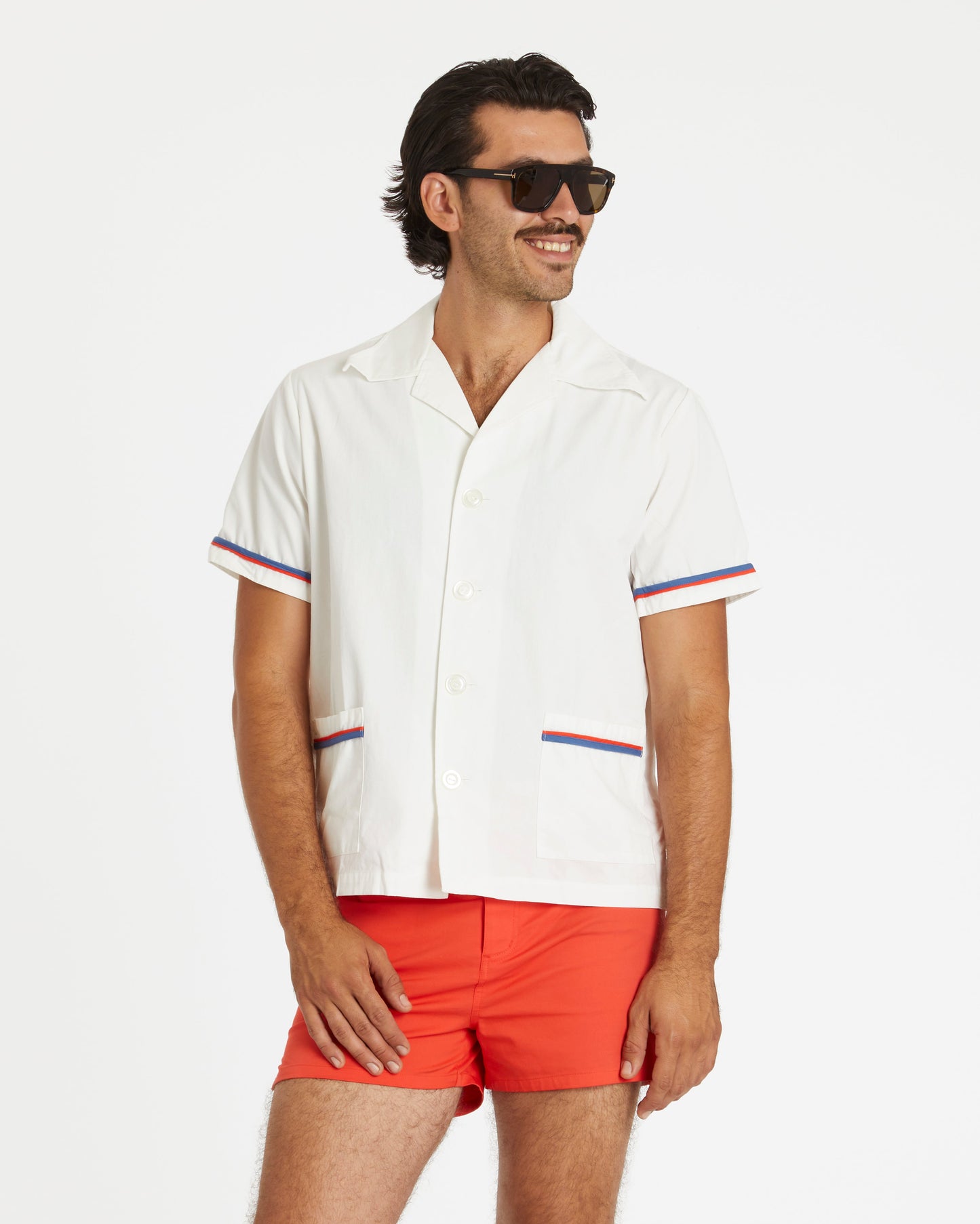 Summer Cabana Shirt (White/Navy/Red)