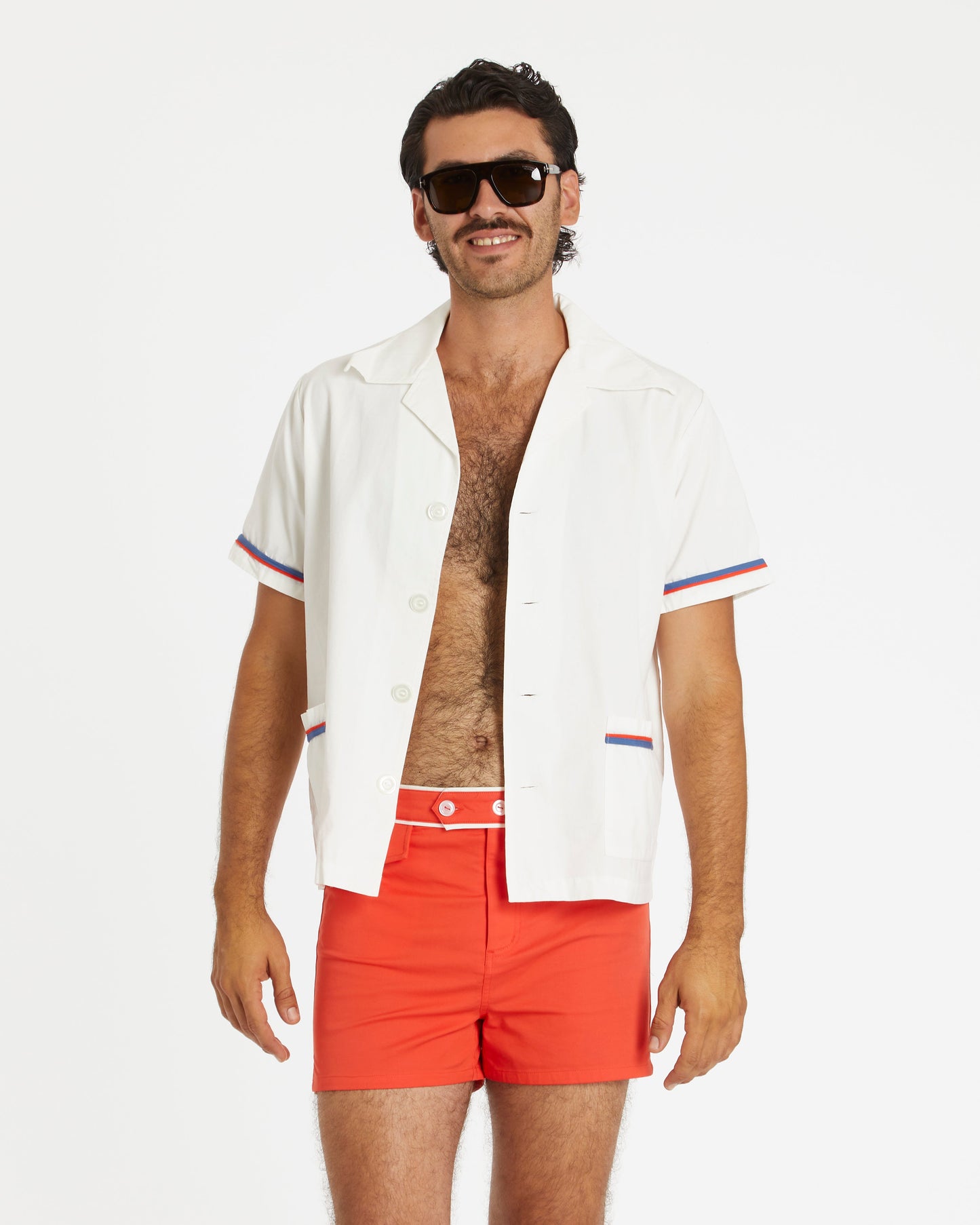 Summer Cabana Shirt (White/Navy/Red)