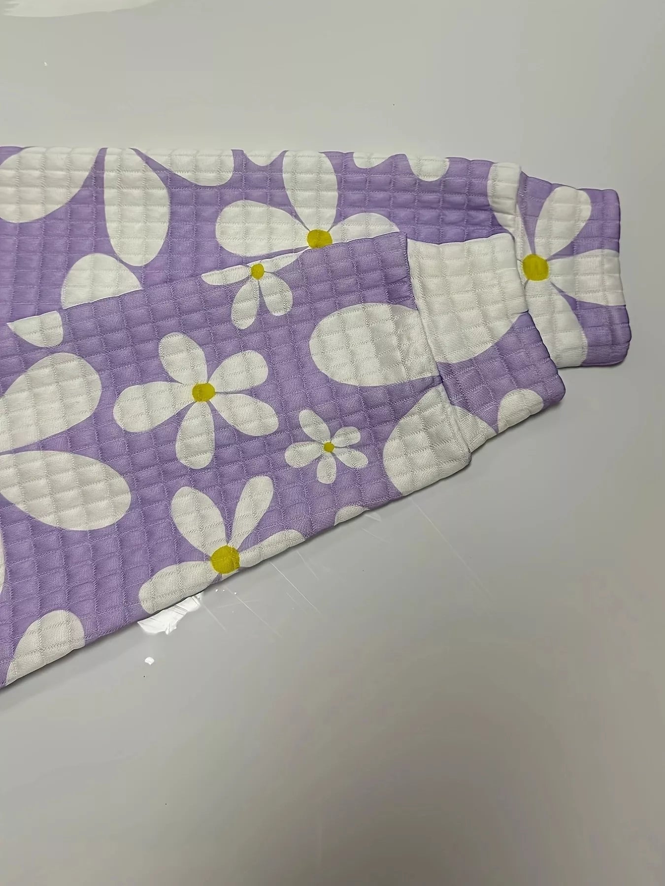 Floral Print Textured Drawstring Hoodie