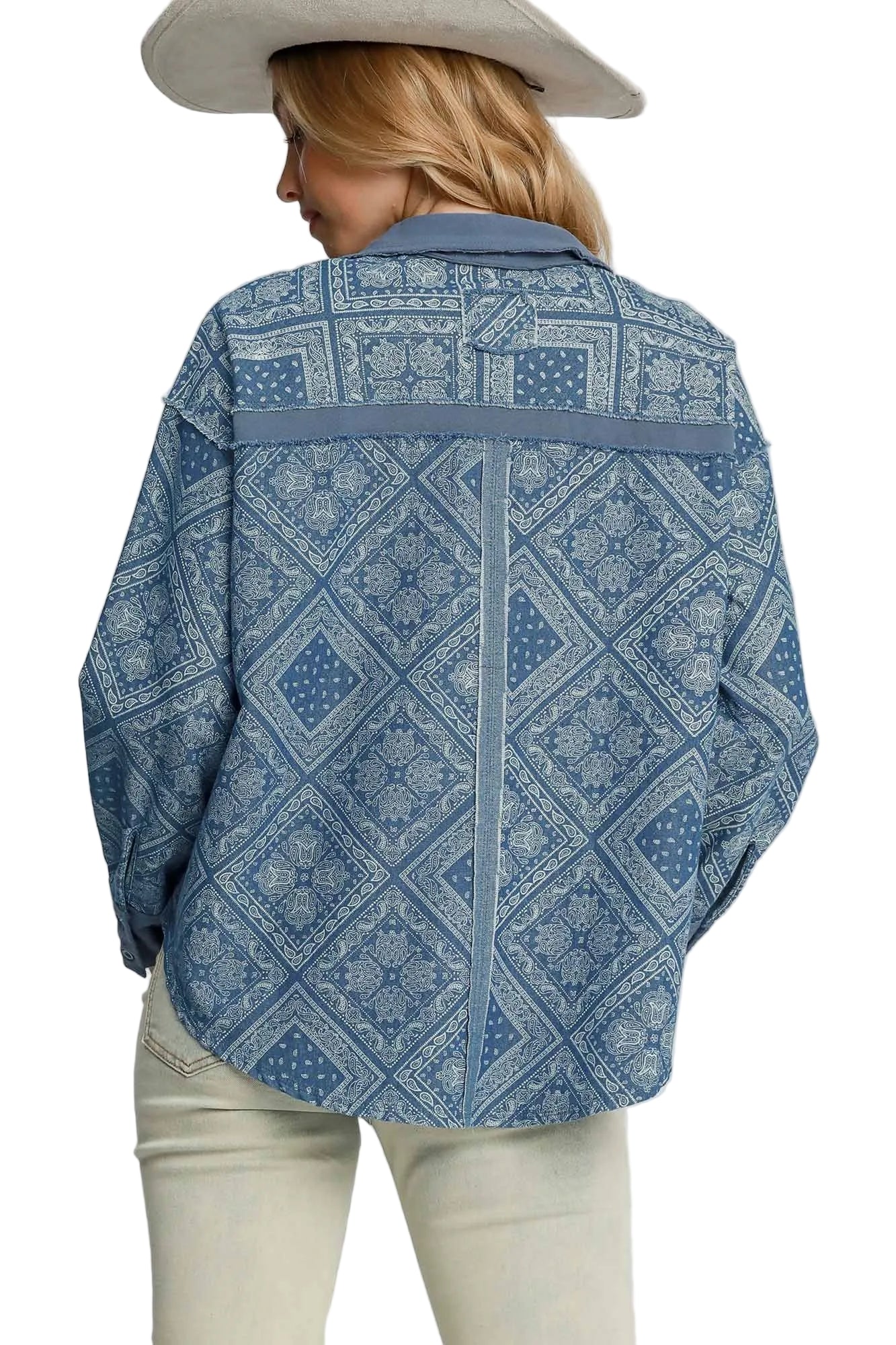 Paisley Print Denim Shirt Jacket