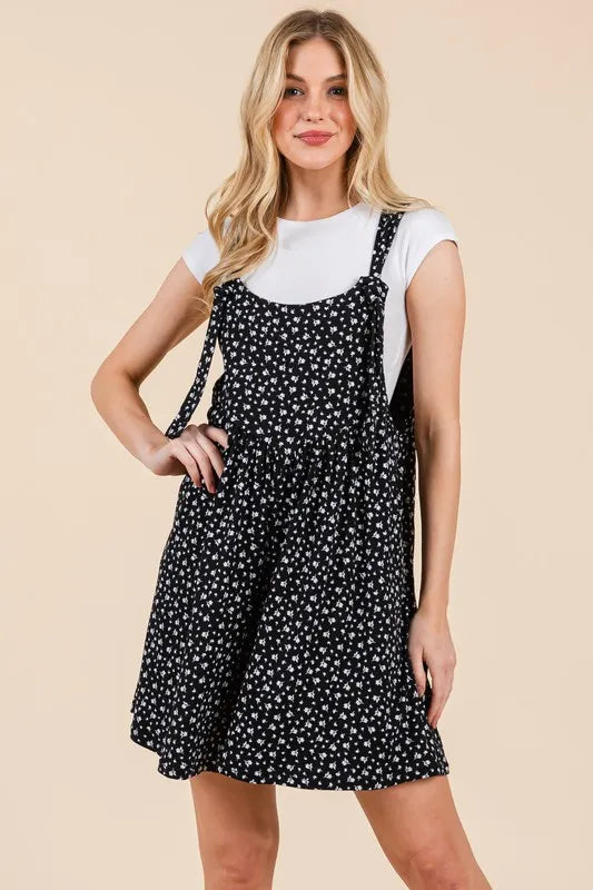 BOMBOM Floral Print Overalls with Pockets
