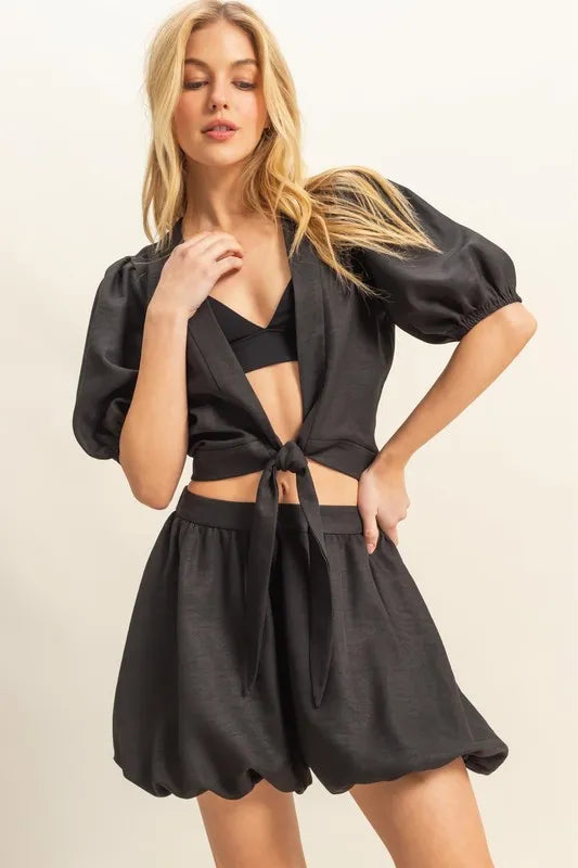 HYFVE Front Tie Top and Bubble Hem Shorts