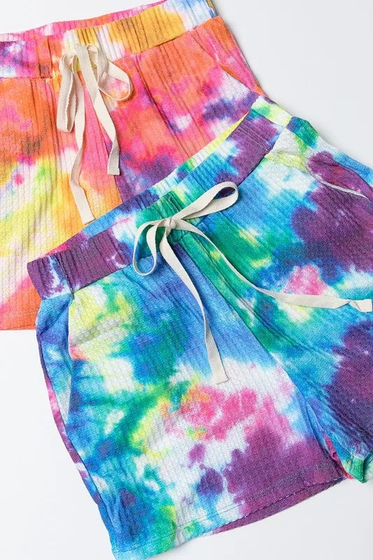 BiBi Tie Dye French Terry Casual Shorts
