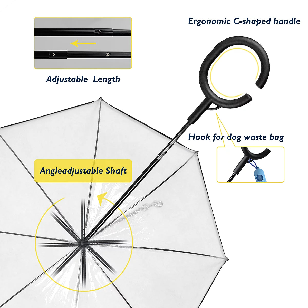 Flexible Handle Umbrella for Dog with Rope for Small Pets