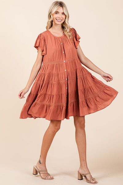 Mittoshop Lace Detail Ruffled Button Down Tiered Dress #2