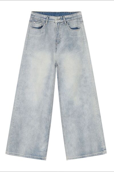 Washed Straight Leg Jeans - Sybaritic Boutique
