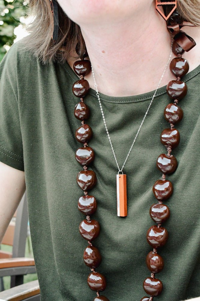 Drop Inlay Bar Necklace