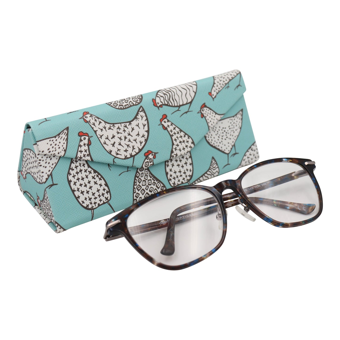 Chicken Print Glasses Case - Vegan Leather Magic Folding Hardcase