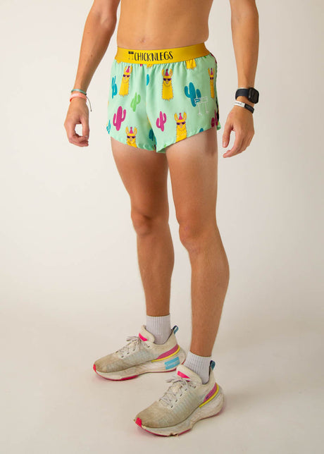 Men's Green Llamas 2" Half Split Shorts (XS, S, M, L, XL)