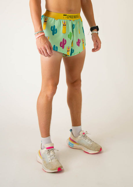 Men's Green Llamas 2" Half Split Shorts (XS, S, M, L, XL)