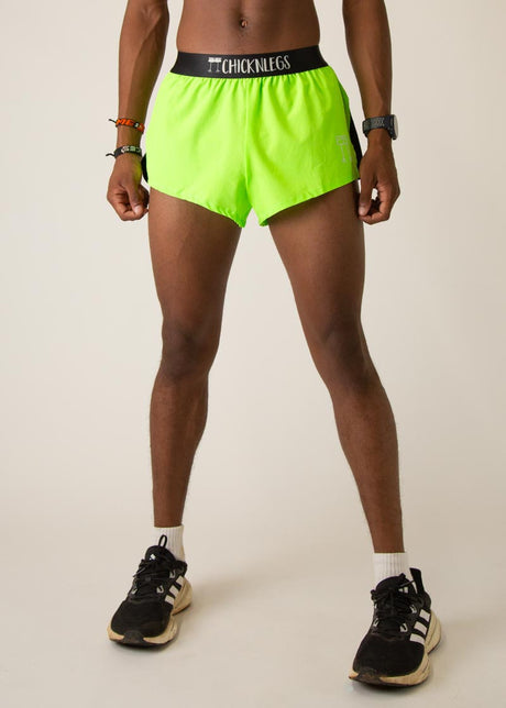Men's Neon Green 2" Half Split Shorts (XS, S, M, L, XL)