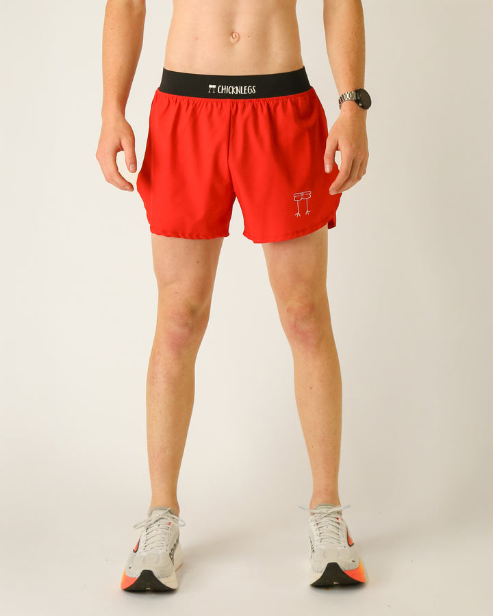 Men's Red 4" Half Split Shorts