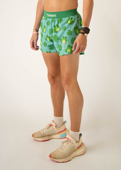 Men's Fartlek Froggies 4" Half Split Shorts (Blue/Green)