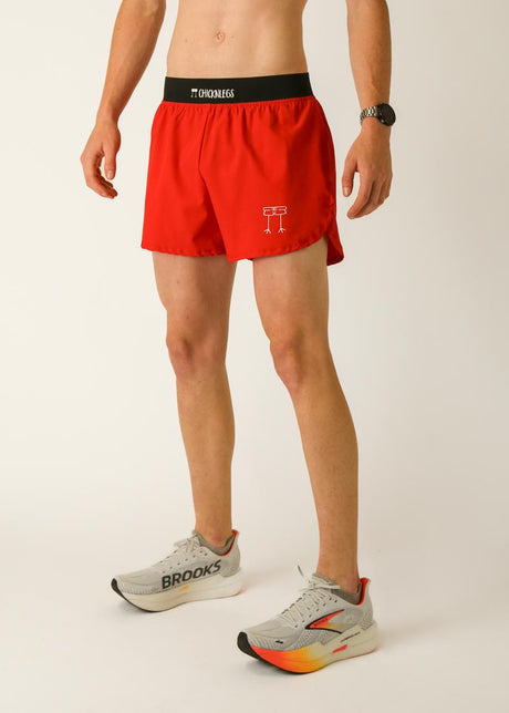 Men's Red 4" Half Split Shorts