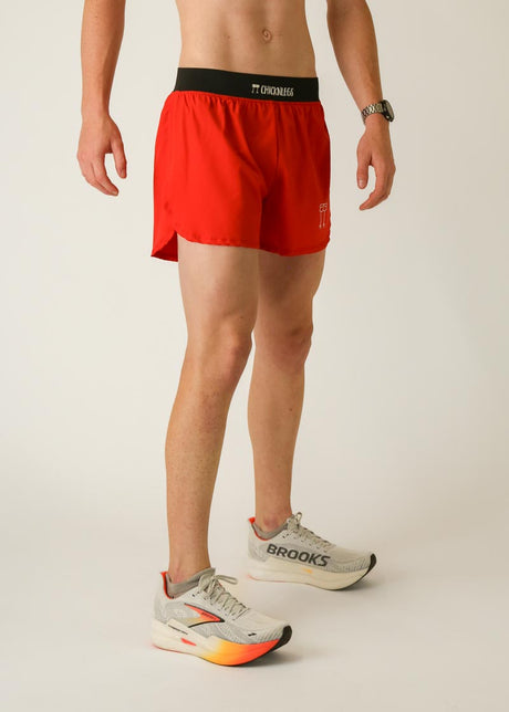 Men's Red 4" Half Split Shorts