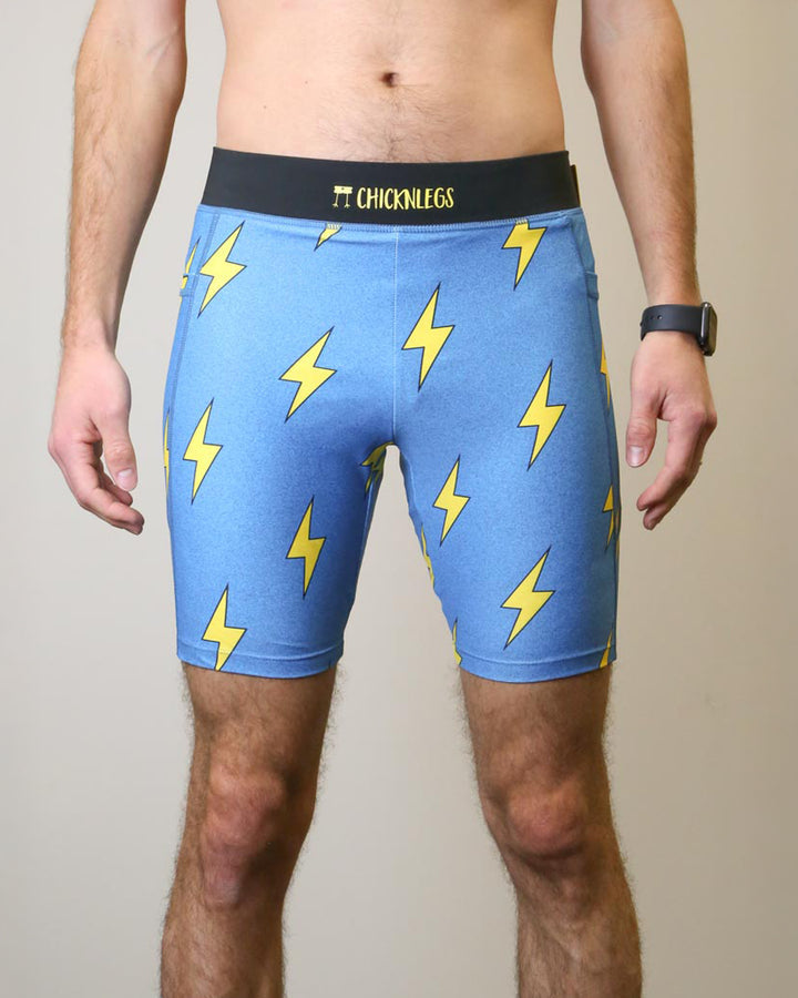 Men's Blue Bolts 8" Half Tights XS S M L XL