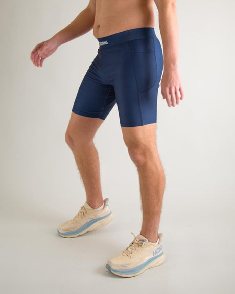 Men's Navy Blue 8" Half Tights XS S M L XL