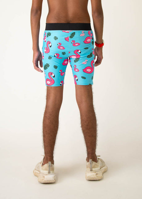 Men's Blue Flamingos 8" Half Tights XS S M L XL