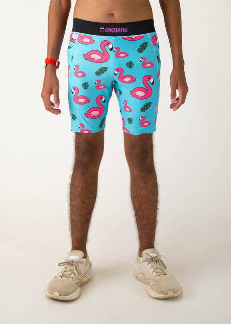 Men's Blue Flamingos 8" Half Tights XS S M L XL