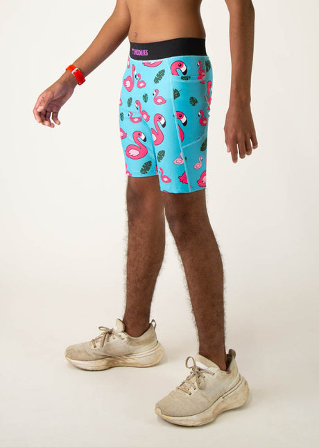 Men's Blue Flamingos 8" Half Tights XS S M L XL