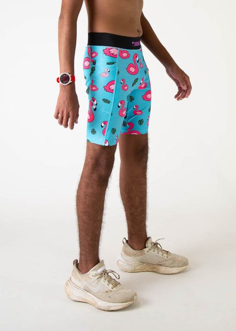 Men's Blue Flamingos 8" Half Tights XS S M L XL