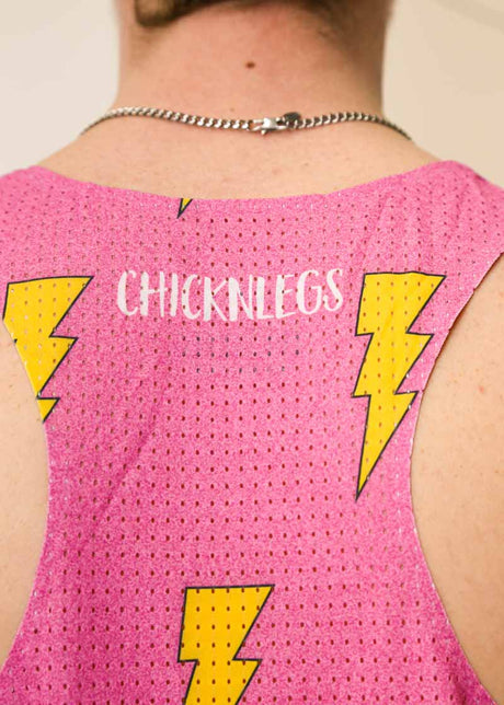 Men's Pink Bolts Performance Singlet XS S M L XL