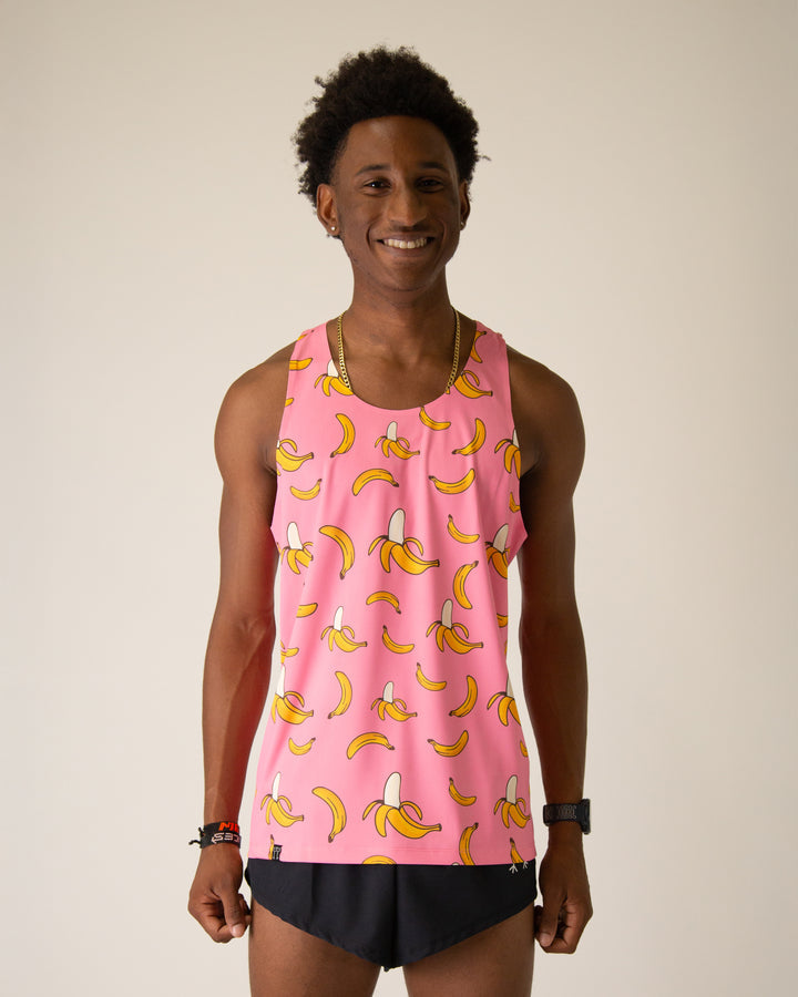 Men's Pink Bananas Performance Singlet XS S M L XL